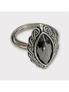 Vintage Avon Hematite Celtic Twist Ring Size 7.5 With Ornate Design Jewelry